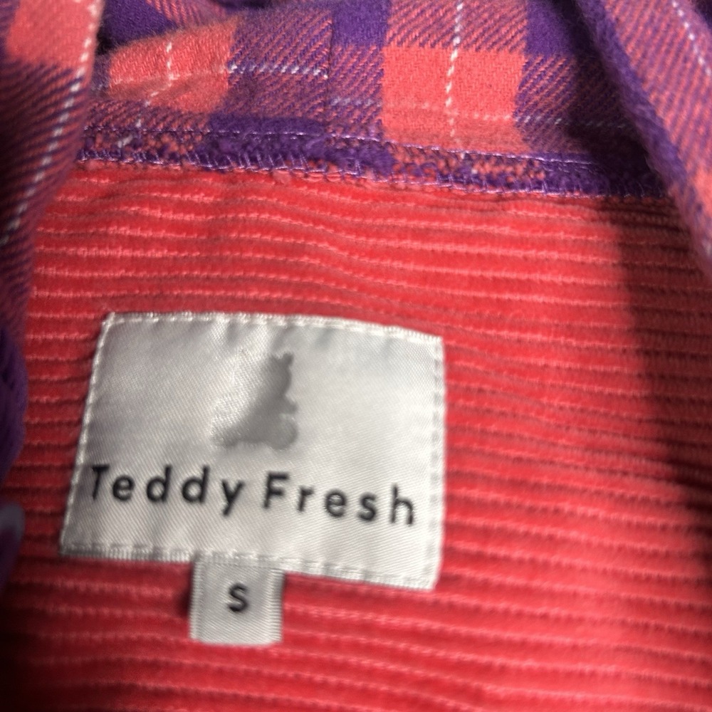 Teddy Fresh Corduroy Color‎ Block Jacket Hoodie Small Streetwear - Picture 3 of 7